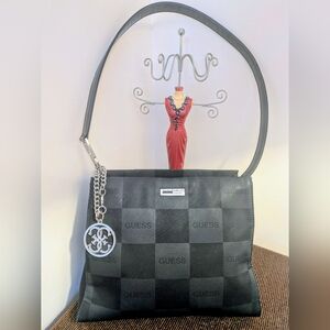 GUESS Vintage Gray Checkered Shoulder Bag